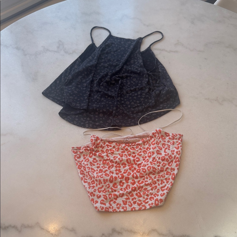 Pacsun and silence + noise dark grey and  Orange Leopard crop